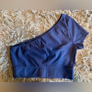 Victoria’s Secret - Navy Blue Cropped One Shoulder T-shirt - Size S